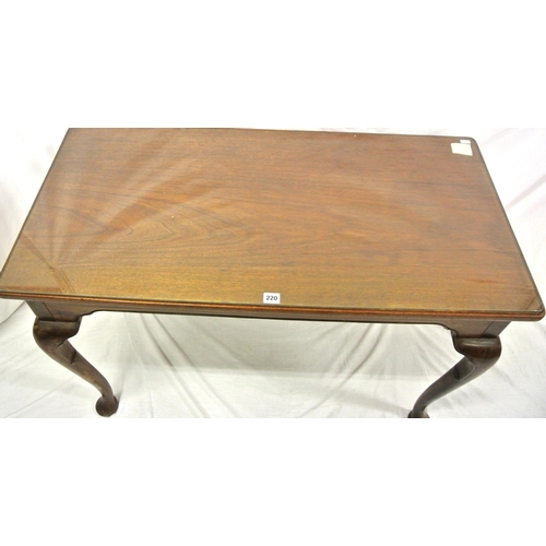 220 - Victorian oblong occasional table with raised rim, on cabriole legs with pad feet