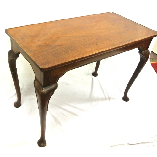 220 - Victorian oblong occasional table with raised rim, on cabriole legs with pad feet