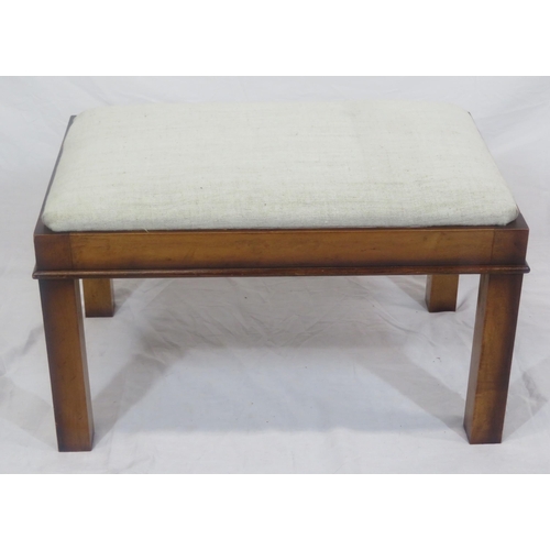 221 - Chinese Chippendale design mahogany oblong stool with upholstered top and square legs