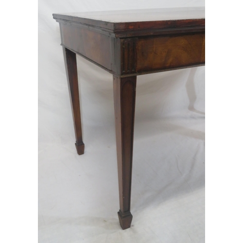 230 - Edwardian crossbanded mahogany and rosewood oblong occasional table on square tapering legs with spa... 