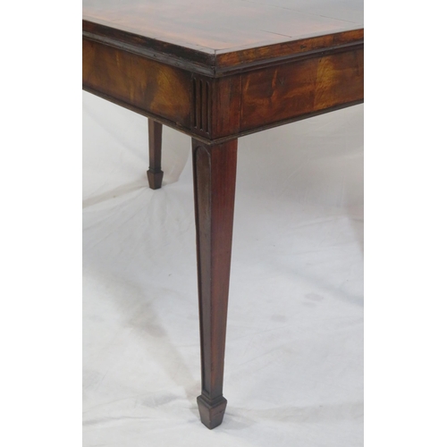 230 - Edwardian crossbanded mahogany and rosewood oblong occasional table on square tapering legs with spa... 