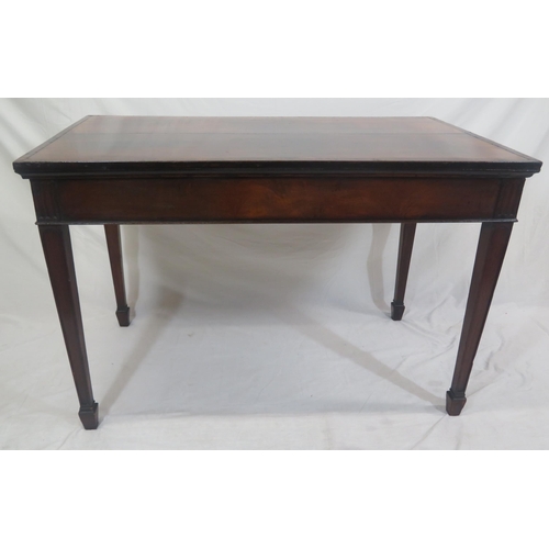 230 - Edwardian crossbanded mahogany and rosewood oblong occasional table on square tapering legs with spa... 