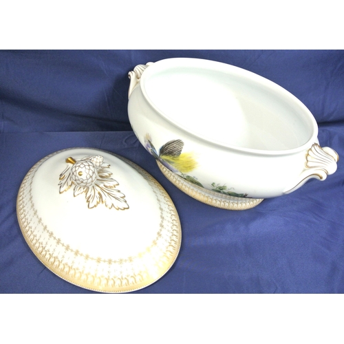 233 - Vista Allegre oval Portugese Mottrahedeh design oval tureen with foliate and Bird of Paradise decora... 