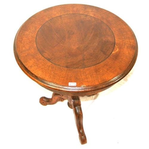 234 - Victorian design round inlaid occasional table with baluster column, on hipped tripod