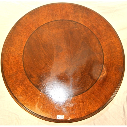 234 - Victorian design round inlaid occasional table with baluster column, on hipped tripod