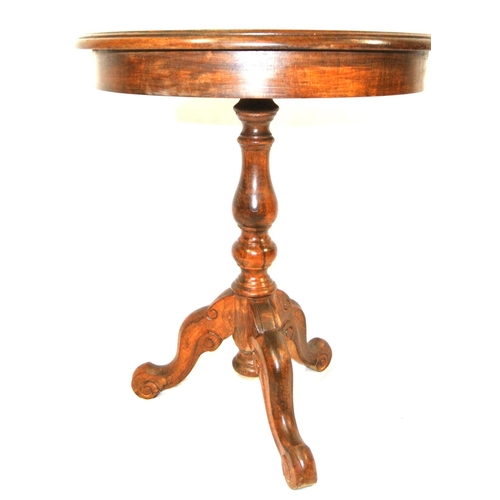 234 - Victorian design round inlaid occasional table with baluster column, on hipped tripod