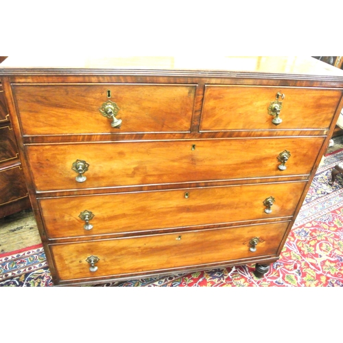 235 - Victorian mahogany chest of 2 short and 3 long drawers with shaped teardrop handles, reeded borders,... 