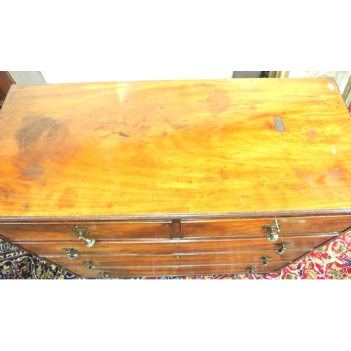 235 - Victorian mahogany chest of 2 short and 3 long drawers with shaped teardrop handles, reeded borders,... 