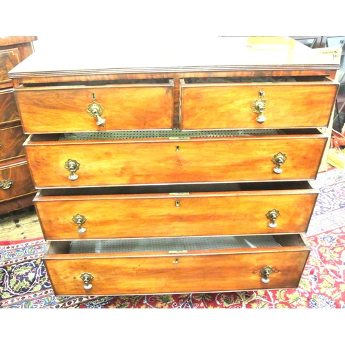 235 - Victorian mahogany chest of 2 short and 3 long drawers with shaped teardrop handles, reeded borders,... 