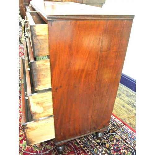 235 - Victorian mahogany chest of 2 short and 3 long drawers with shaped teardrop handles, reeded borders,... 