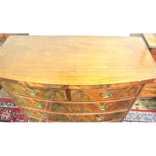 235 - Victorian mahogany chest of 2 short and 3 long drawers with shaped teardrop handles, reeded borders,... 