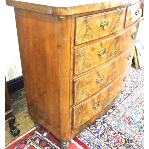 235 - Victorian mahogany chest of 2 short and 3 long drawers with shaped teardrop handles, reeded borders,... 