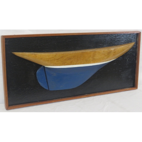 239 - Walnut model yachts hull, framed