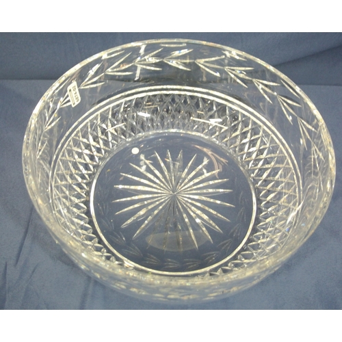 247 - Large round Waterford crystal cut glass fruit or flower bowl with strawberry diamonds