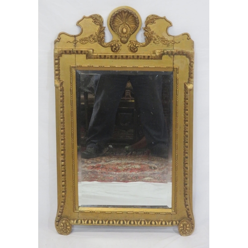 252 - Regency design gilt framed bevelled glass wall mirror with shell and foliate decoration