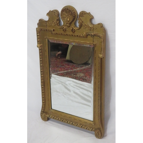 252 - Regency design gilt framed bevelled glass wall mirror with shell and foliate decoration