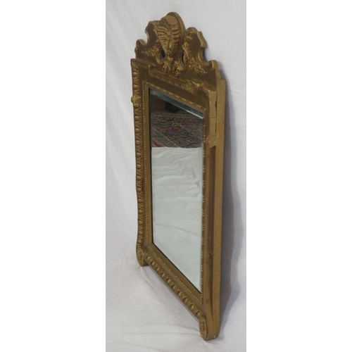 252 - Regency design gilt framed bevelled glass wall mirror with shell and foliate decoration