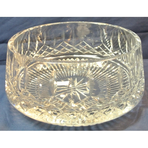 277 - Waterford Crystal cut glass round fruit or flower bowl with ornate faceted and strawberry diamonds d... 