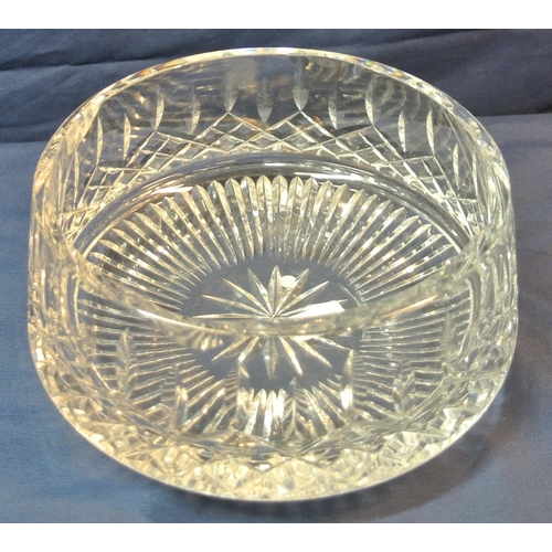 277 - Waterford Crystal cut glass round fruit or flower bowl with ornate faceted and strawberry diamonds d... 