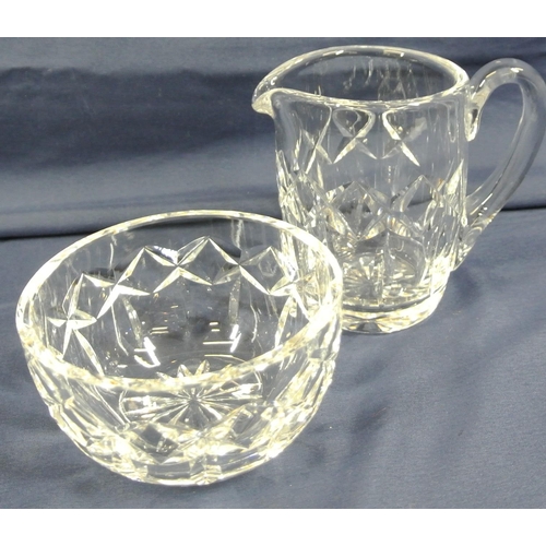 278 - Waterford Crystal cut glass creamer and sugar bowl with faceted decoration