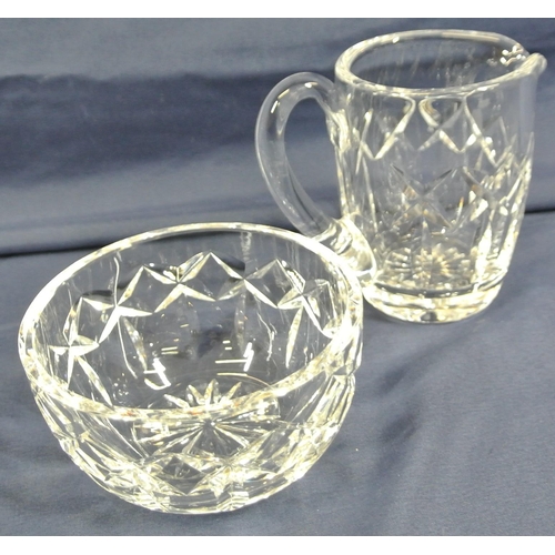 278 - Waterford Crystal cut glass creamer and sugar bowl with faceted decoration