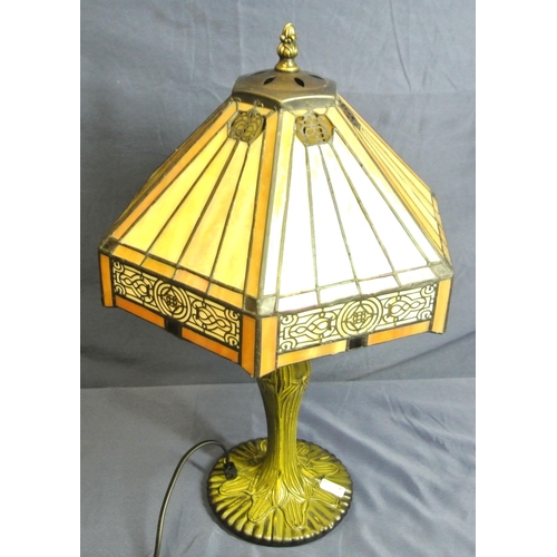 287 - Art deco style electric lamp with angled panelled shade and shaped base