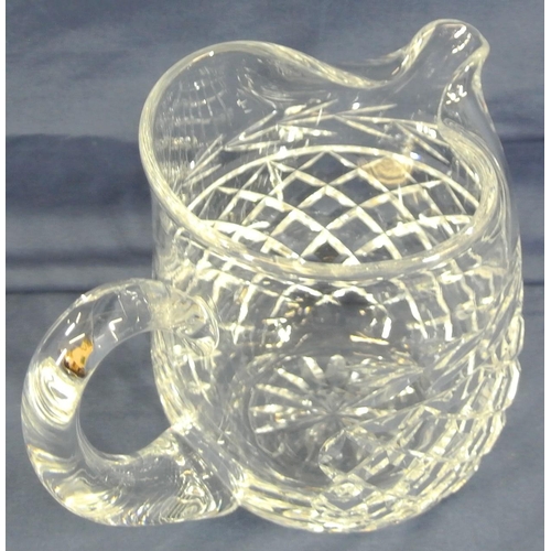 292 - Waterford Crystal cut glass baluster shaped ewer with shaped handle and diamond decoration