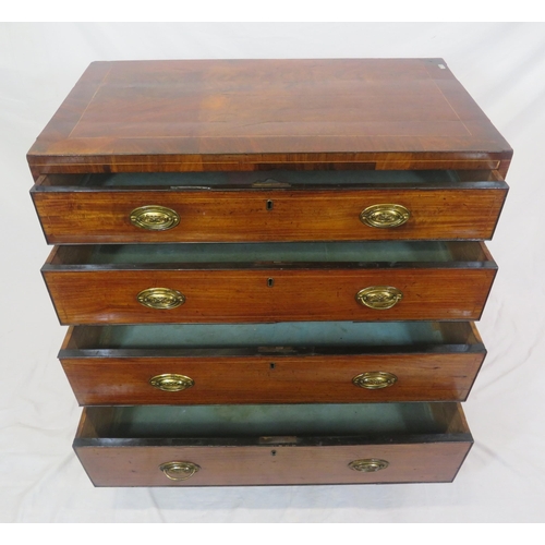 295 - Edwardian inlaid mahogany chest of 4 drawers of graduating sizes, with oval brass drop handless and ... 