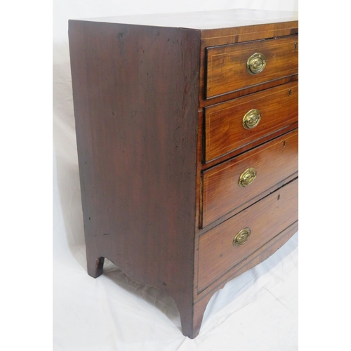 295 - Edwardian inlaid mahogany chest of 4 drawers of graduating sizes, with oval brass drop handless and ... 