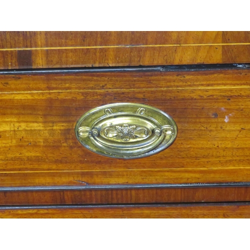 295 - Edwardian inlaid mahogany chest of 4 drawers of graduating sizes, with oval brass drop handless and ... 