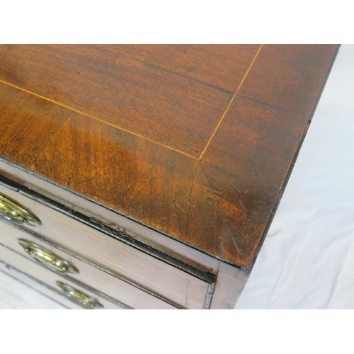 295 - Edwardian inlaid mahogany chest of 4 drawers of graduating sizes, with oval brass drop handless and ... 