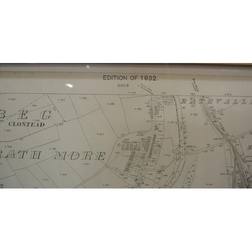 32 - Framed Ordnance Survey Map of Kinsale, 73x103cm