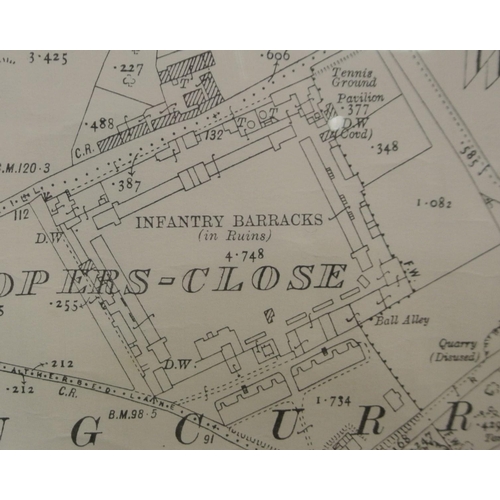 32 - Framed Ordnance Survey Map of Kinsale, 73x103cm