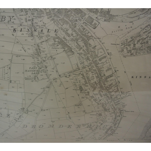 32 - Framed Ordnance Survey Map of Kinsale, 73x103cm