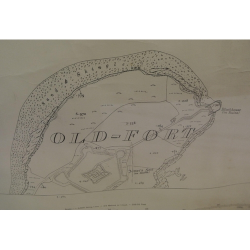 32 - Framed Ordnance Survey Map of Kinsale, 73x103cm