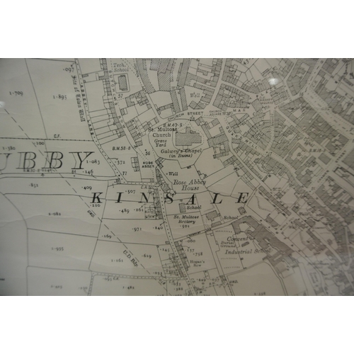 32 - Framed Ordnance Survey Map of Kinsale, 73x103cm