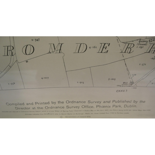 32 - Framed Ordnance Survey Map of Kinsale, 73x103cm