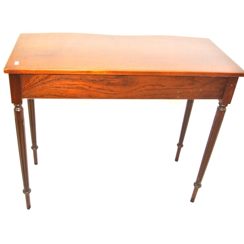 320 - Edwardian design serpentine fronted hall table with reeded borders, shaped frieze drawers on turned ... 