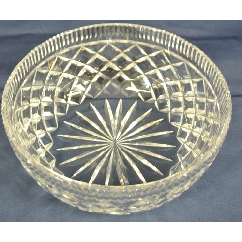 322 - Waterford Crystal cut glass round fruit or flower bowl with serrated rim and hobnail decoration