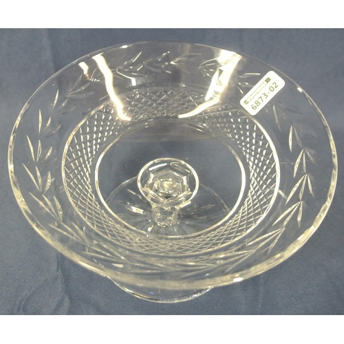 332 - Waterford Crystal cut glass tazza or compote with strawberry diamond and faceted decoration on round... 