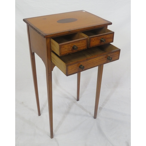 345 - Edwardian inlaid and crossbanded mahogany and rosewood occasional table with 1 long and 2 small draw... 