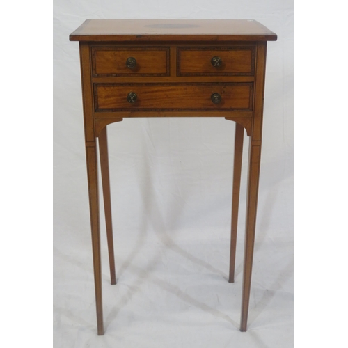 345 - Edwardian inlaid and crossbanded mahogany and rosewood occasional table with 1 long and 2 small draw... 