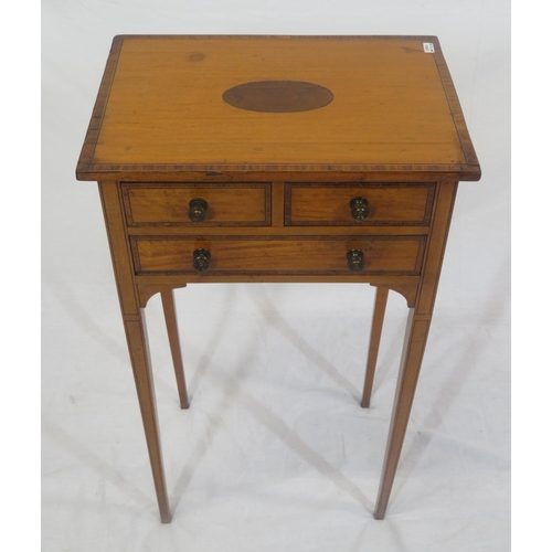 345 - Edwardian inlaid and crossbanded mahogany and rosewood occasional table with 1 long and 2 small draw... 