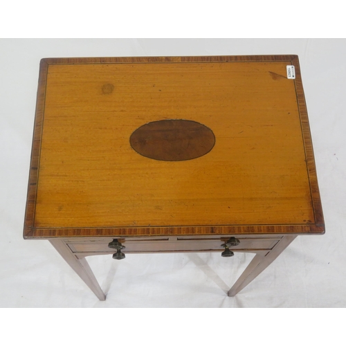 345 - Edwardian inlaid and crossbanded mahogany and rosewood occasional table with 1 long and 2 small draw... 