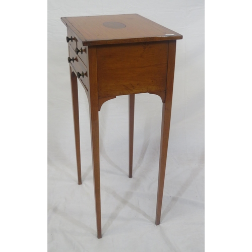 345 - Edwardian inlaid and crossbanded mahogany and rosewood occasional table with 1 long and 2 small draw... 