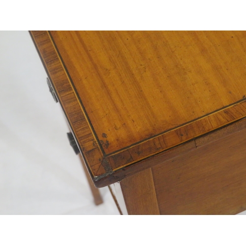 345 - Edwardian inlaid and crossbanded mahogany and rosewood occasional table with 1 long and 2 small draw... 