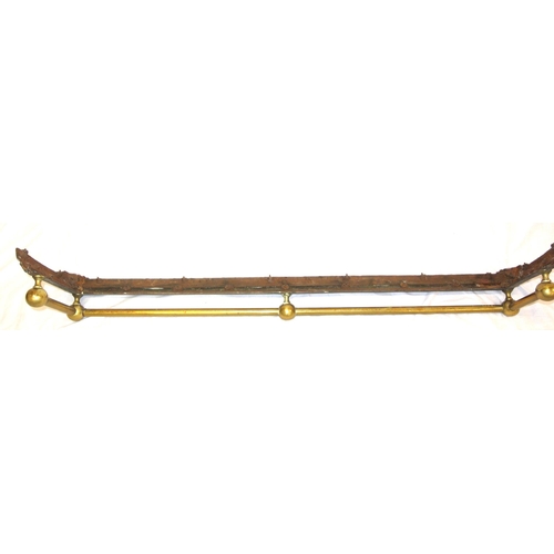 346 - Edwardian brass fire kerb with round rails