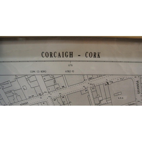 35 - Framed Ordnance Survey Map of Cork City 75x90cm