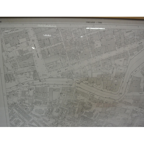 35 - Framed Ordnance Survey Map of Cork City 75x90cm