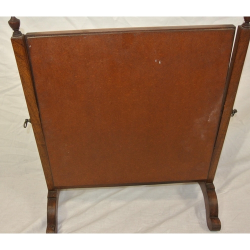 351 - Edwardian inlaid mahogany swivel mirror with inlaid columns and bracket feet